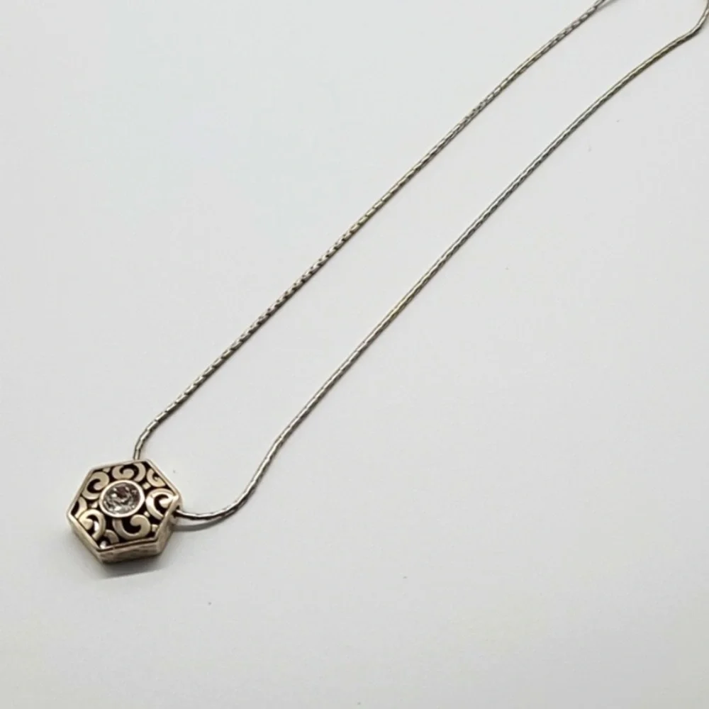 Brighton DECO Collection Swarovski Solitaire Hexagon Reversible pendant NWOT - Picture 12 of 12
